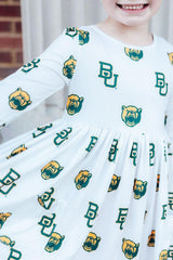 Baylor White Bear 3/4 Sleeve Pocket Twirl Dress - Mila & Rose ® - Flyclothing LLC