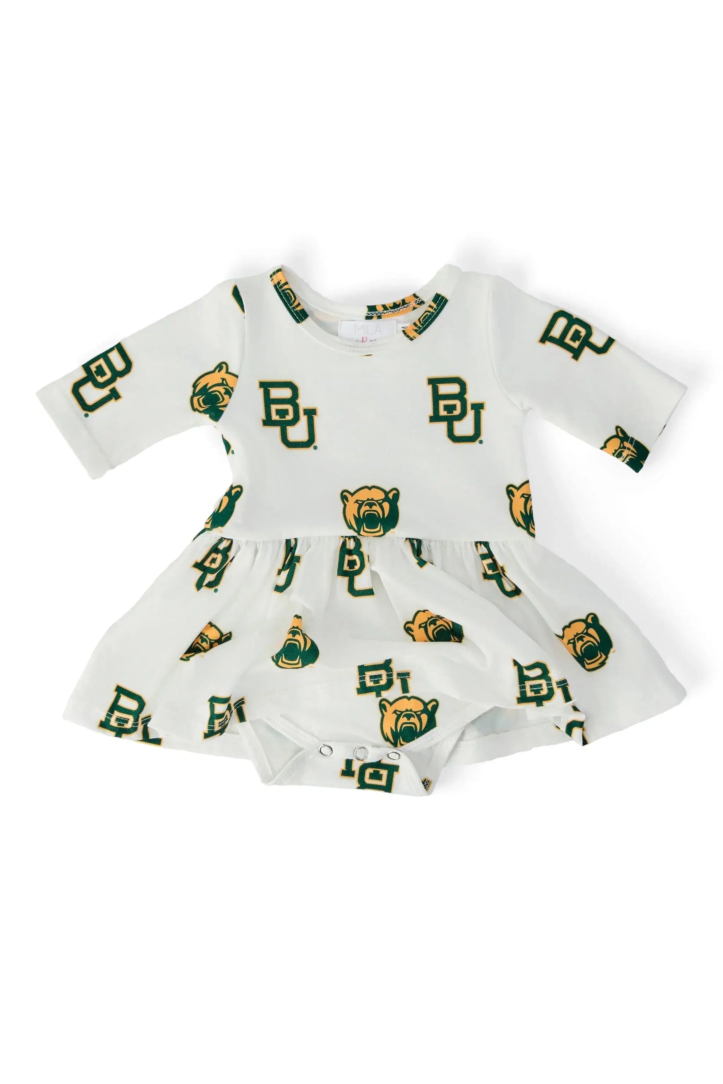 Baylor White Bear 3/4 Sleeve Twirl Bodysuit - Mila & Rose ® - Flyclothing LLC