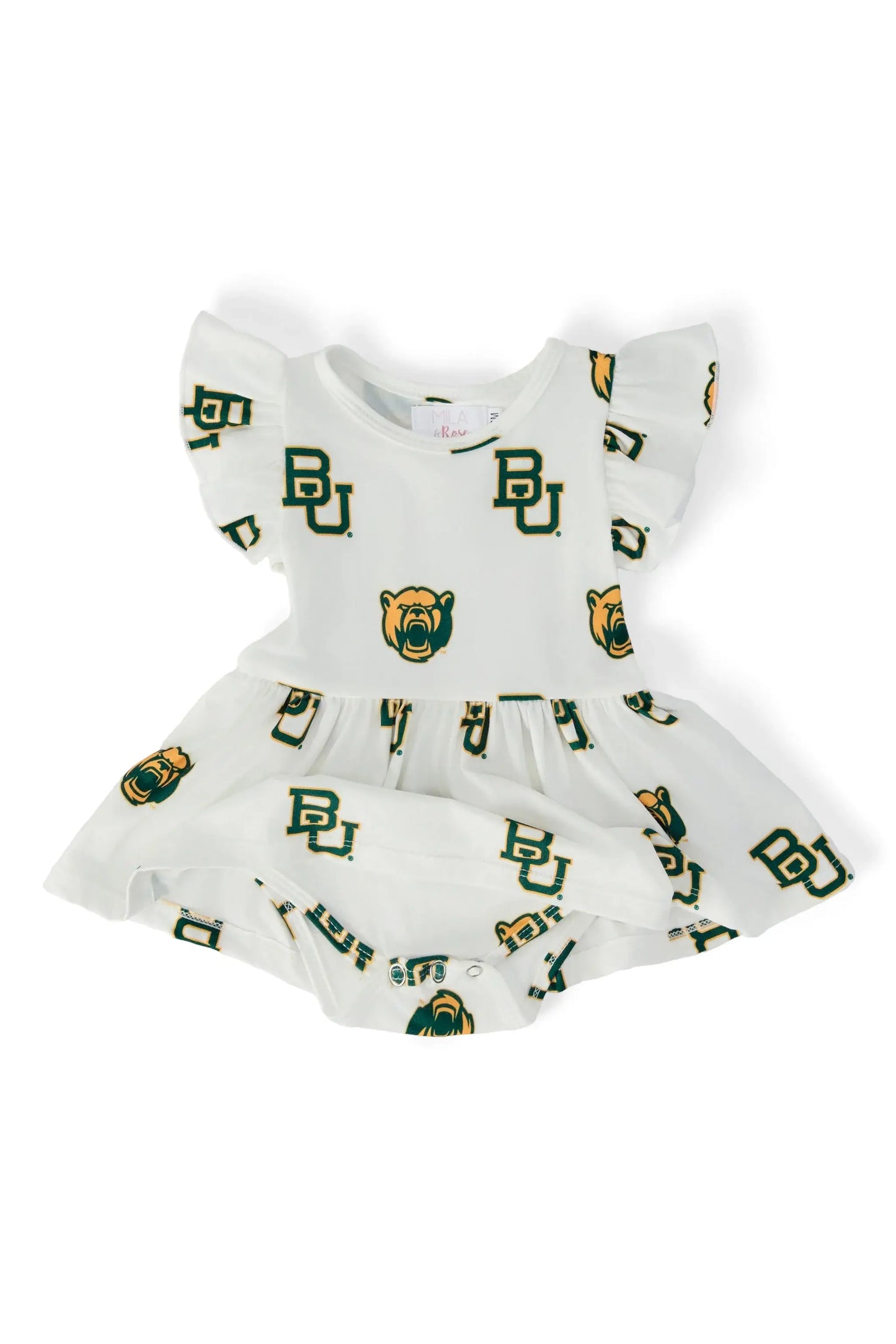 Baylor White Bear Flutter Twirl Bodysuit - Mila & Rose ® - Flyclothing LLC
