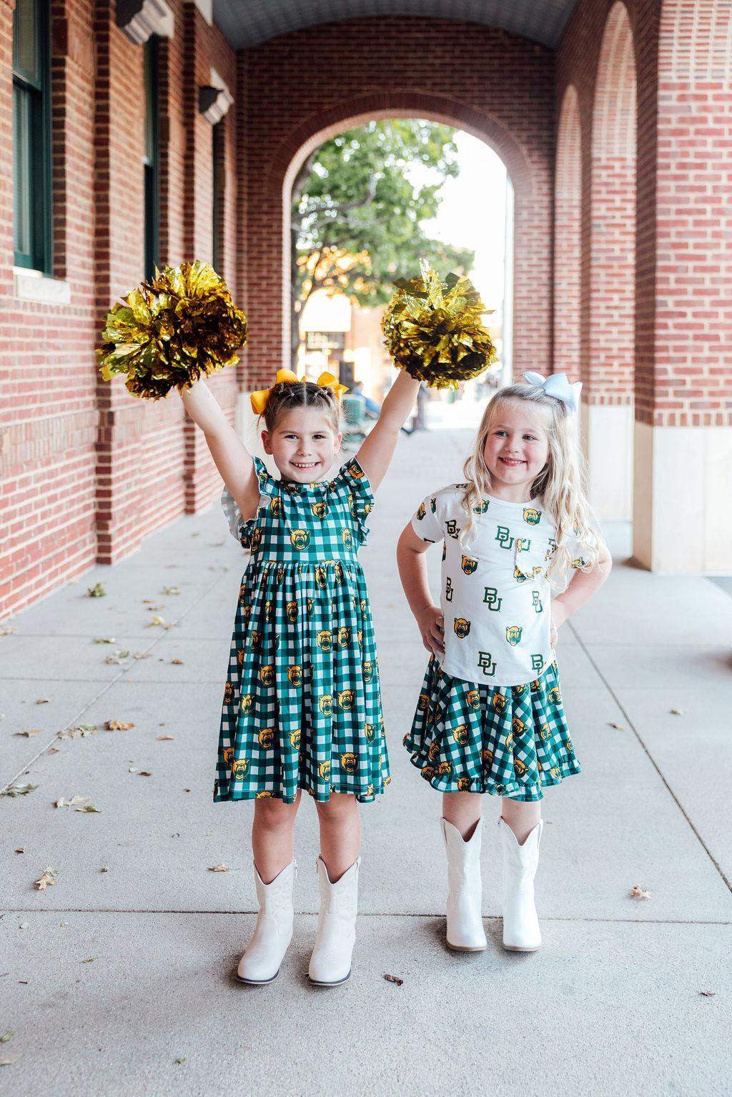 Baylor Plaid Bear Flutter Twirl Dress - Mila & Rose ® - Flyclothing LLC