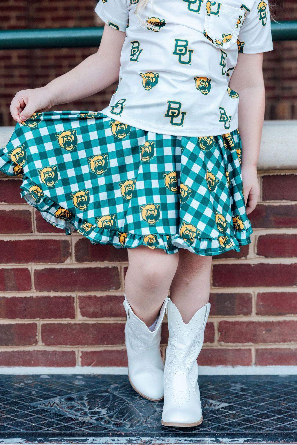 Baylor White Bear Ruffle Pocket Tee - Mila & Rose ® - Flyclothing LLC