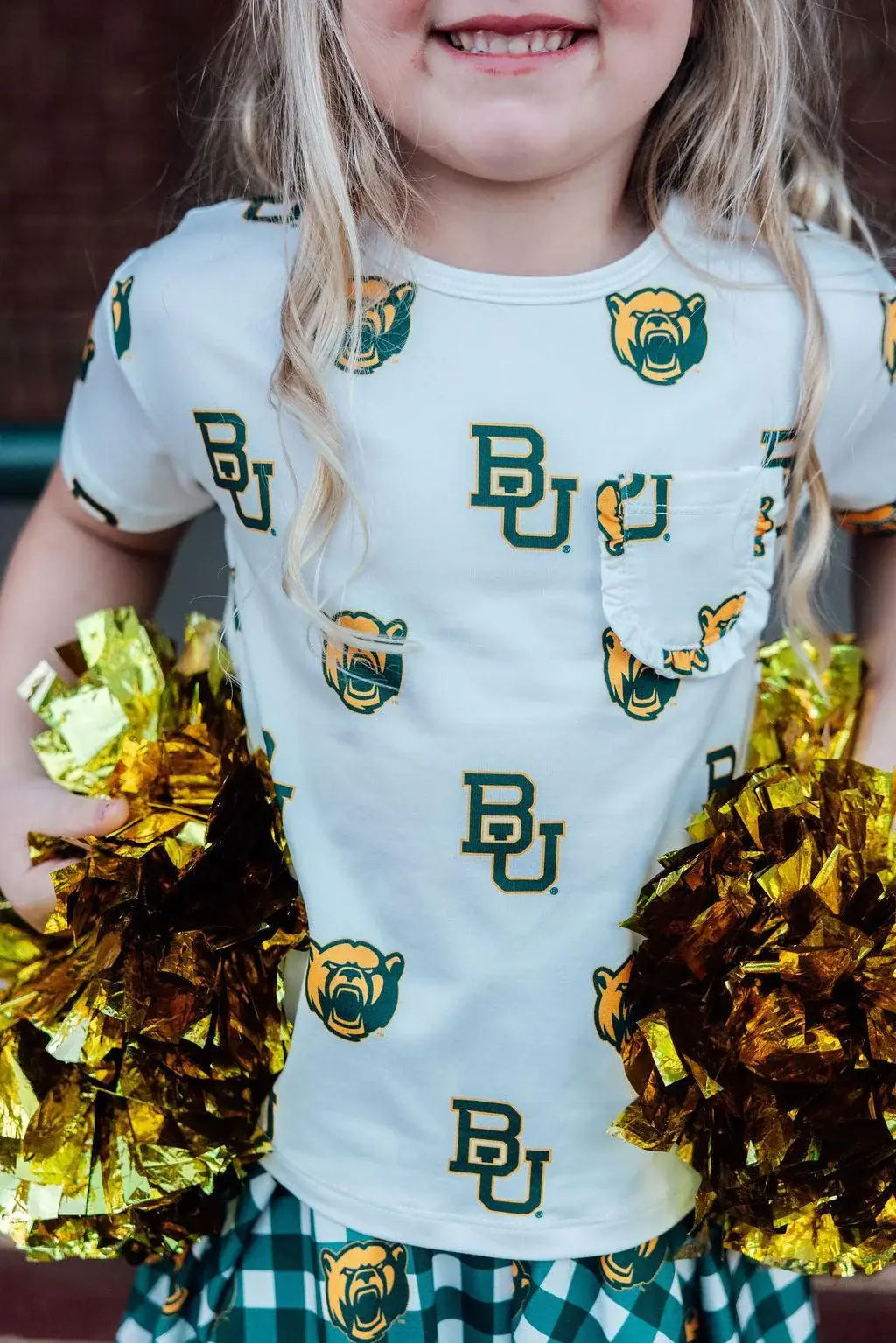 Baylor White Bear Ruffle Pocket Tee - Mila & Rose ® - Flyclothing LLC