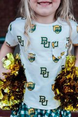 Baylor White Bear Ruffle Pocket Tee - Mila & Rose ® - Flyclothing LLC