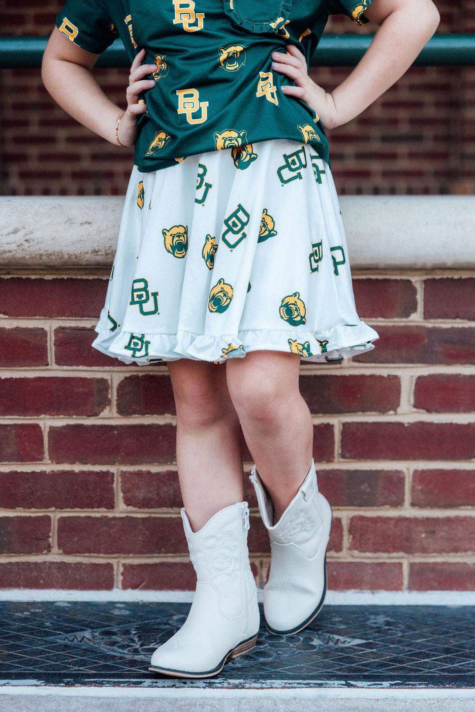 Baylor White Bear Ruffle Twirl Skort - Mila & Rose ® - Flyclothing LLC