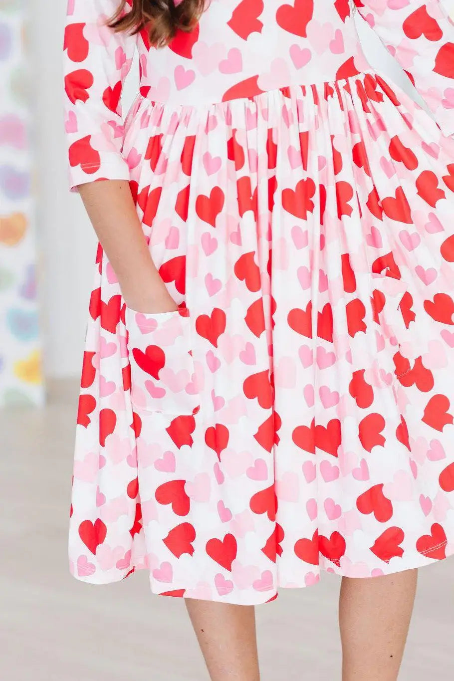 Be Mine 3/4 Sleeve Pocket Twirl Dress - Mila & Rose ® - Flyclothing LLC