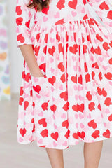 Be Mine 3/4 Sleeve Pocket Twirl Dress - Mila & Rose ® - Flyclothing LLC