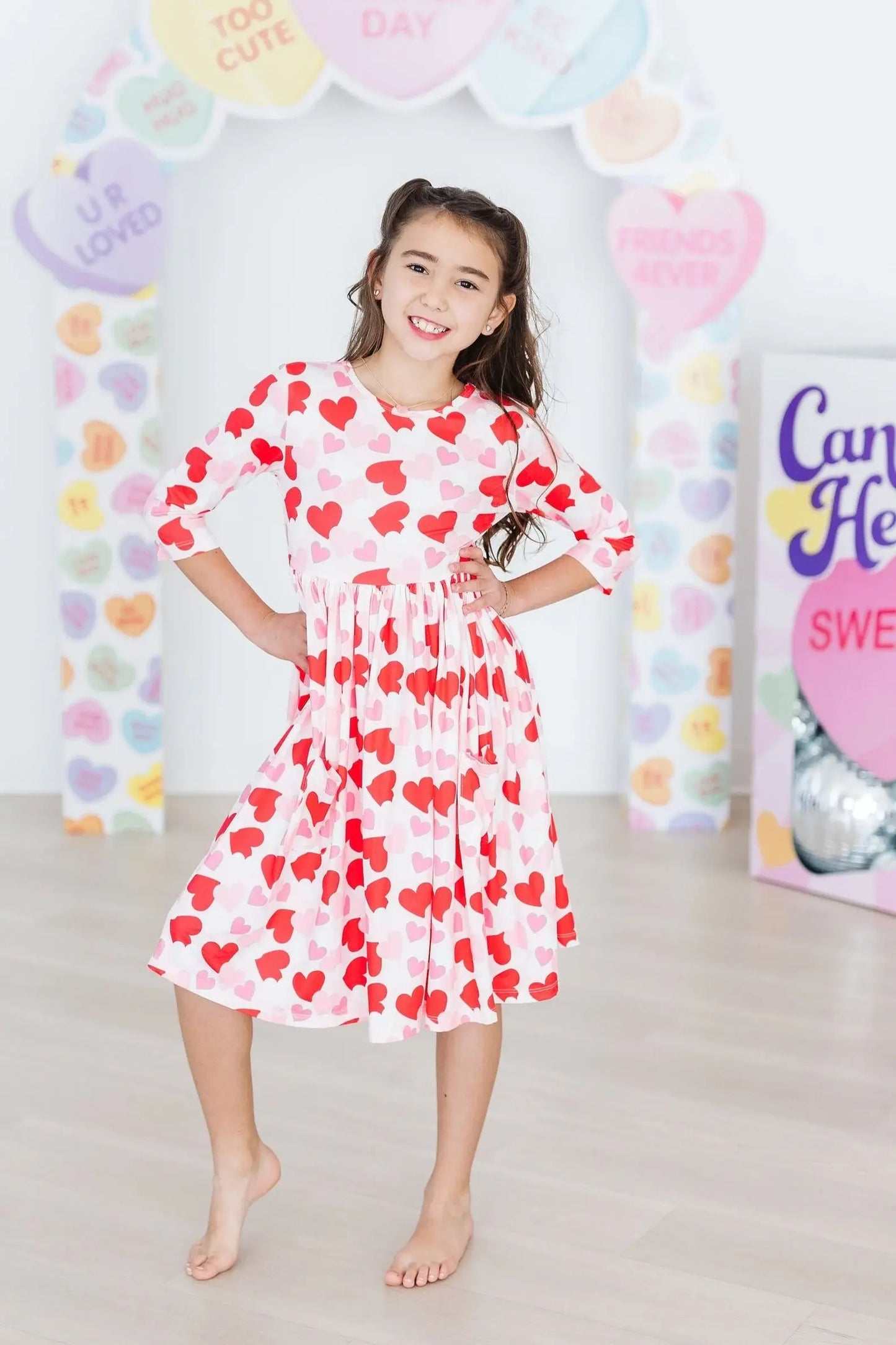 Be Mine 3/4 Sleeve Pocket Twirl Dress - Mila & Rose ® - Flyclothing LLC