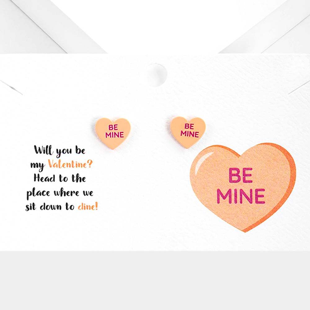 Be Mine Message Heart Stud Earrings - Madeline Love - Flyclothing LLC