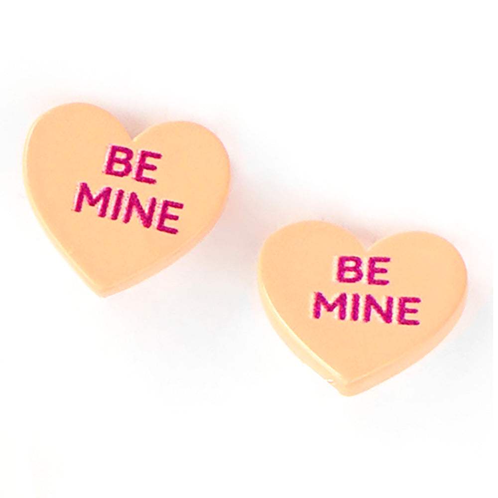 Be Mine Message Heart Stud Earrings - Madeline Love - Flyclothing LLC