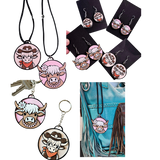 3d Western Cowgirl Cowboy Highland Cow Theme - Necklace, Purse Charm, Earrings, Keychain, Magnet