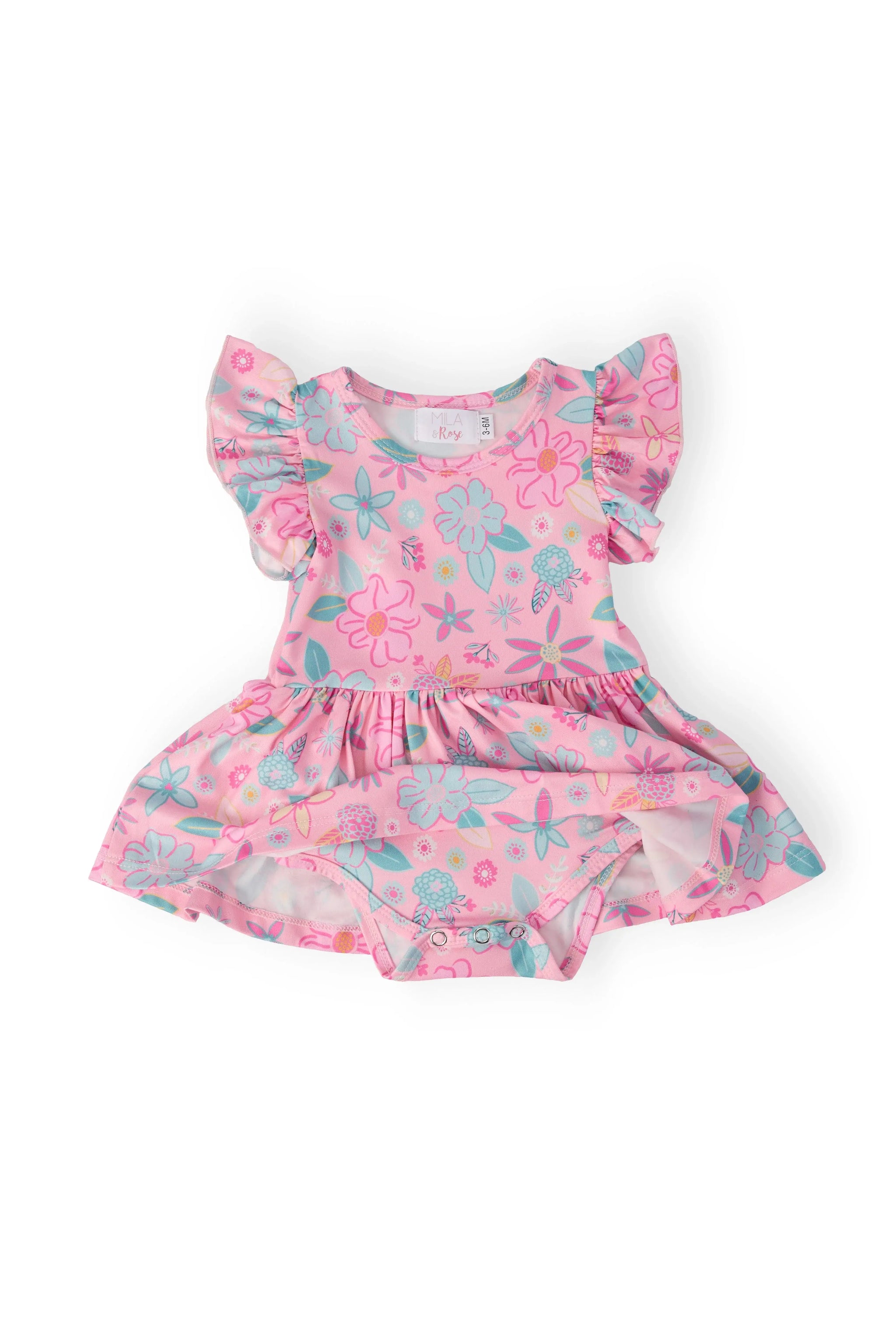 Beachy Blooms S/S Flutter Twirl Bodysuit - Mila & Rose ® - Flyclothing LLC