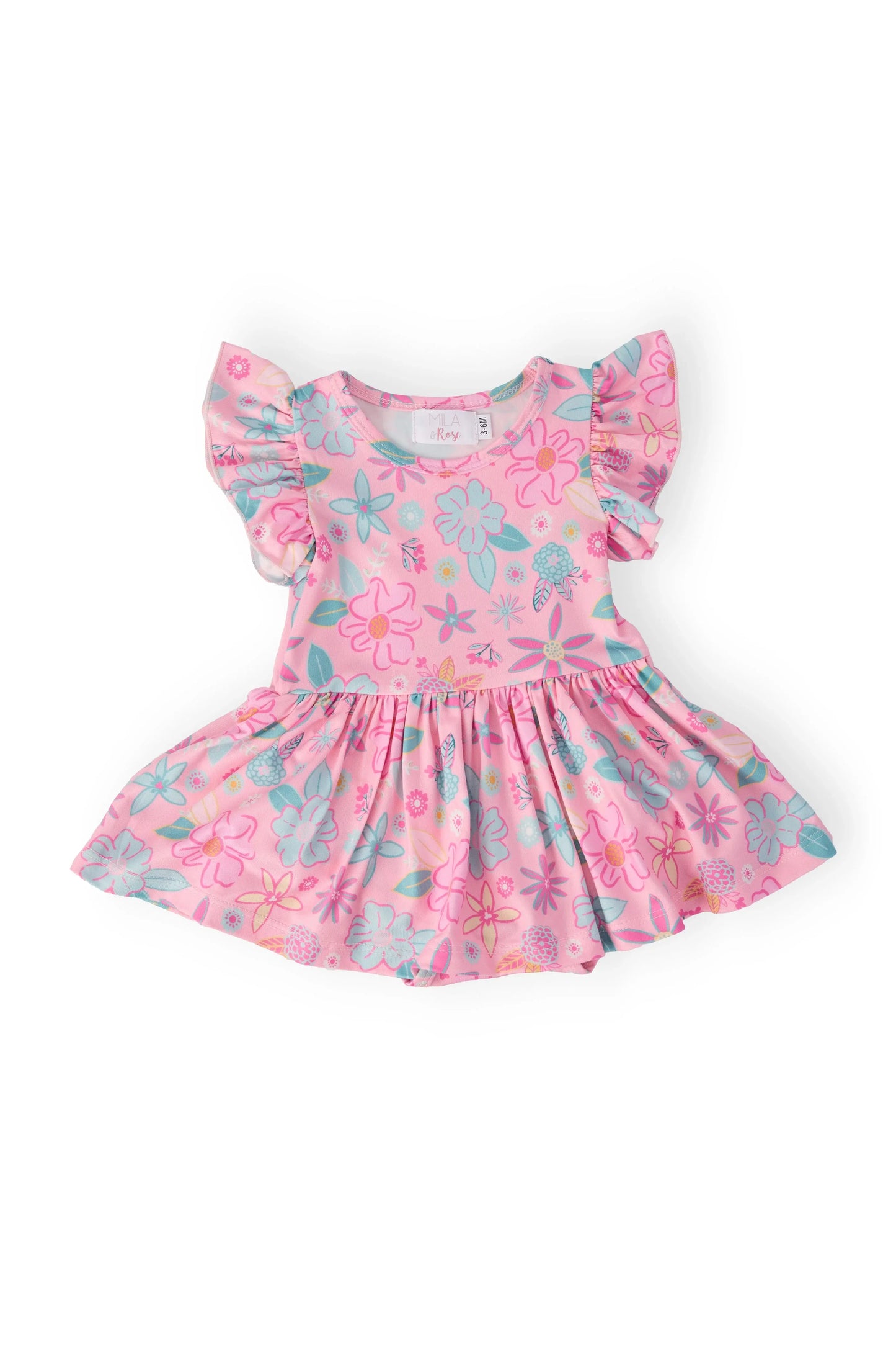 Beachy Blooms S/S Flutter Twirl Bodysuit - Mila & Rose ® - Flyclothing LLC