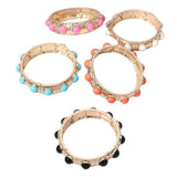 Bead Embellished Hammered Metal Stretch Bracelet - Madeline Love - Flyclothing LLC