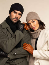 Milano (black) - Italian 100% cashmere ribbed beanie (unisex)