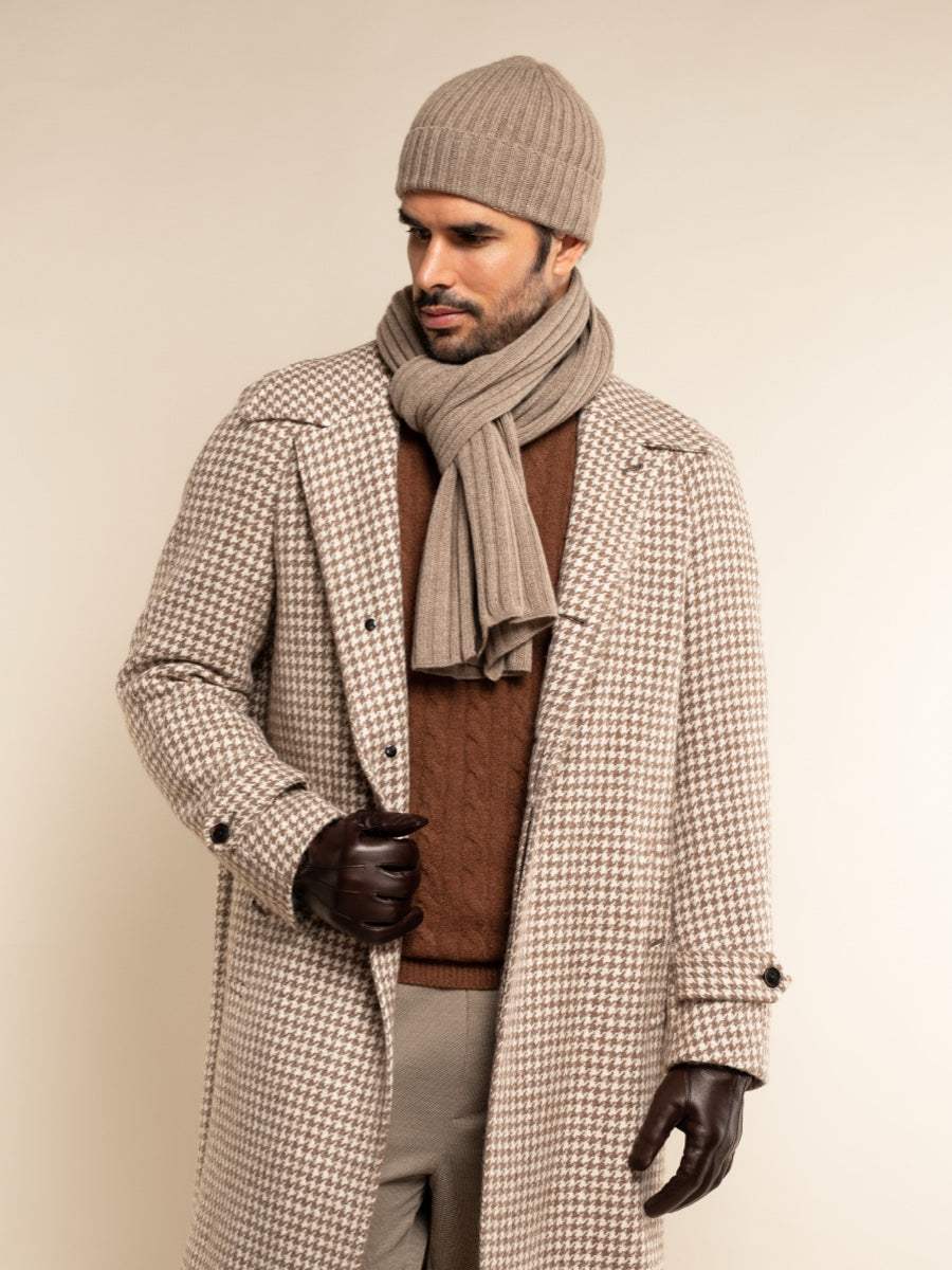 Milano (brown) - Italian 100% cashmere ribbed beanie (unisex)