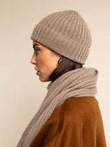 Milano (brown) - Italian 100% cashmere ribbed beanie (unisex)