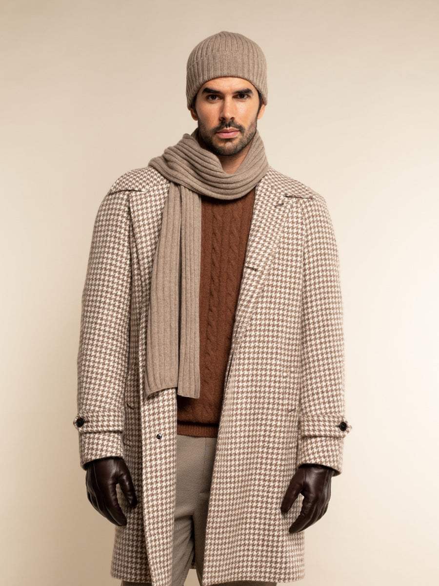 Milano (brown) - Italian 100% cashmere ribbed beanie (unisex)
