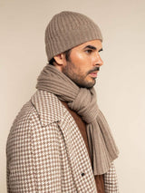 Milano (brown) - Italian 100% cashmere ribbed beanie (unisex)