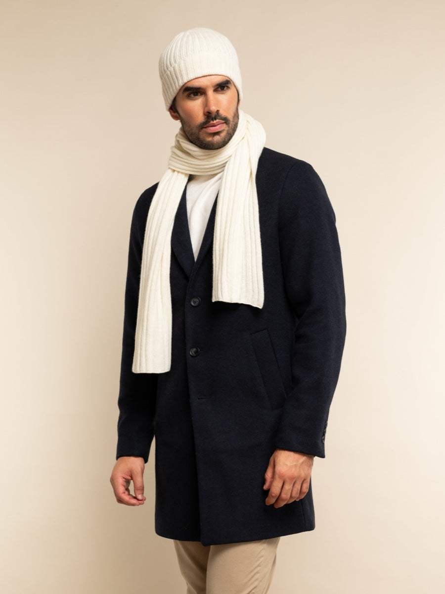 Milano (cream) - Italian 100% cashmere ribbed beanie (unisex)