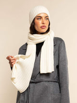 Milano (cream) - Italian 100% cashmere ribbed beanie (unisex)