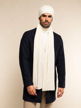 Milano (cream) - Italian 100% cashmere ribbed beanie (unisex)