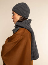Milano (dark grey) - Italian 100% cashmere ribbed beanie (unisex)