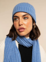 Milano (light blue) - Italian 100% cashmere ribbed beanie (unisex) - Leather Gloves Online - Flyclothing LLC