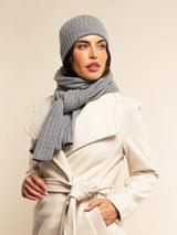 Milano (light grey) - Italian 100% cashmere ribbed beanie (unisex)