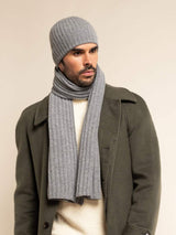 Milano (light grey) - Italian 100% cashmere ribbed beanie (unisex)