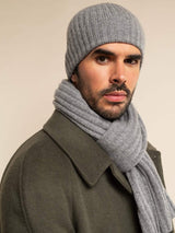 Milano (light grey) - Italian 100% cashmere ribbed beanie (unisex)