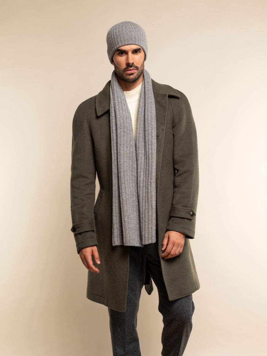 Milano (light grey) - Italian 100% cashmere ribbed beanie (unisex)