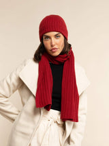 Milano (red) - Italian 100% cashmere ribbed beanie (unisex)