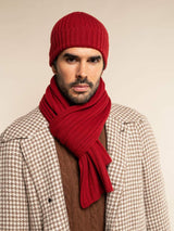 Milano (red) - Italian 100% cashmere ribbed beanie (unisex)