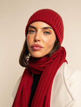 Milano (red) - Italian 100% cashmere ribbed beanie (unisex)