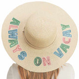 Always On Vacay Sequin Message Straw Panama Sun Hat - Madeline Love - Flyclothing LLC