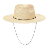 Beaded Chin Tie Straw Sun Hat - Madeline Love - Flyclothing LLC