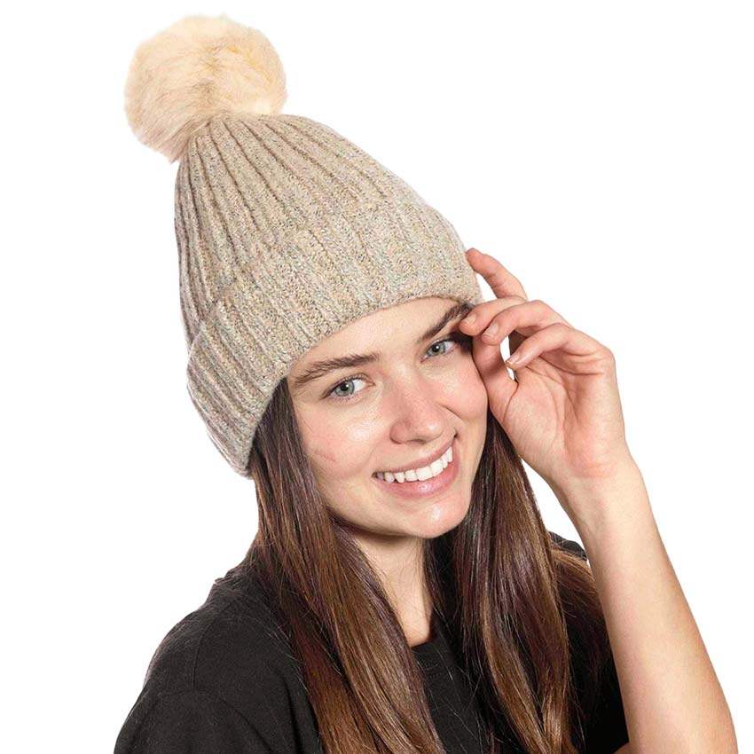 Beautiful Cable Knit Pom Pom Beanie Hat - Madeline Love - Flyclothing LLC