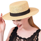 Black Band Straw Sun Hat - Madeline Love - Flyclothing LLC