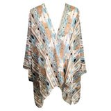 Boho Patterned Sheer Cover Up Kimono Poncho - Madeline Love - Flyclothing LLC