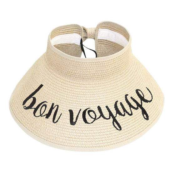 Bon Voyage Message Roll Up Foldable Visor Sun Hat - Madeline Love - Flyclothing LLC