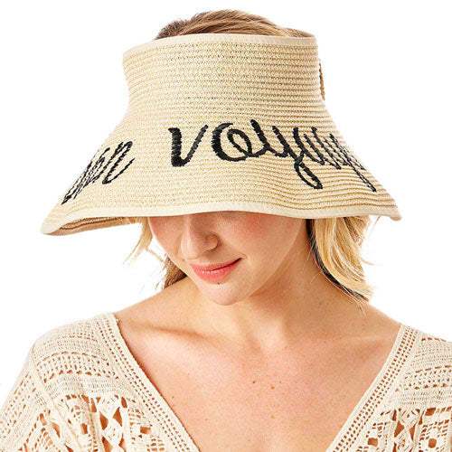Bon Voyage Message Roll Up Foldable Visor Sun Hat - Madeline Love - Flyclothing LLC