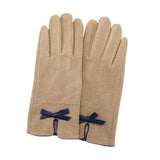 Bow Pointed Faux Suede Smart Touch Gloves - Madeline Love - Flyclothing LLC