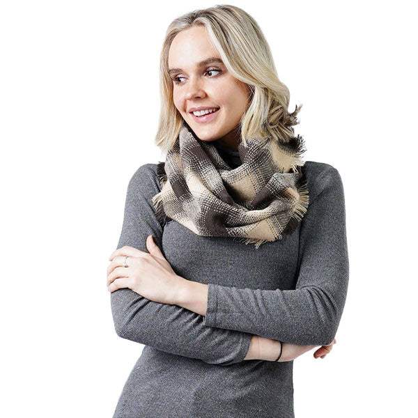 Buffalo Check Frayed Edges Infinity Scarf - Madeline Love - Flyclothing LLC
