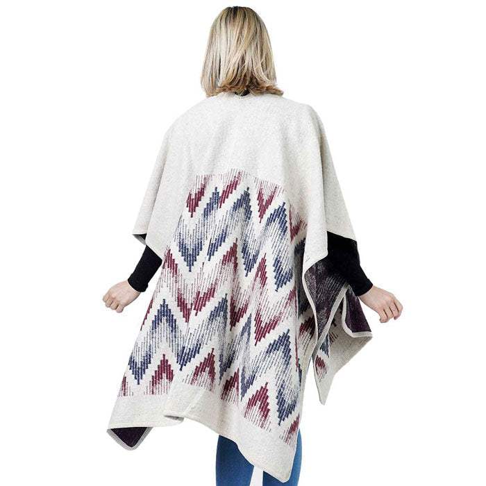 Chevron Pattern Cape Poncho Shawl Wrap - Madeline Love - Flyclothing LLC