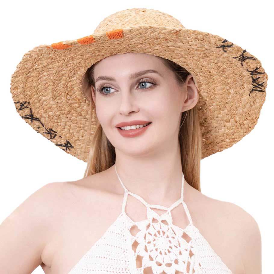 Color Edged Straw Floppy Sun Hat - Madeline Love - Flyclothing LLC