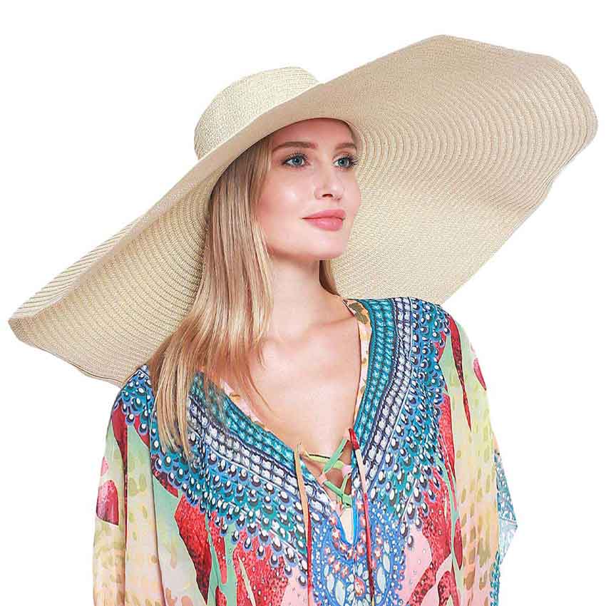 Extra Wide Brim Straw Sun Hat - Madeline Love - Flyclothing LLC