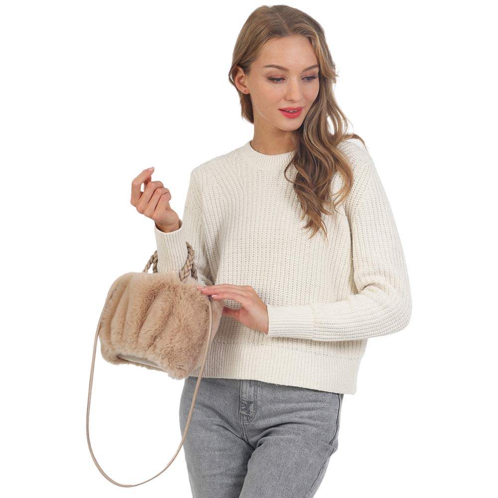Faux Fur Tote Crossbody Bag - Madeline Love - Flyclothing LLC