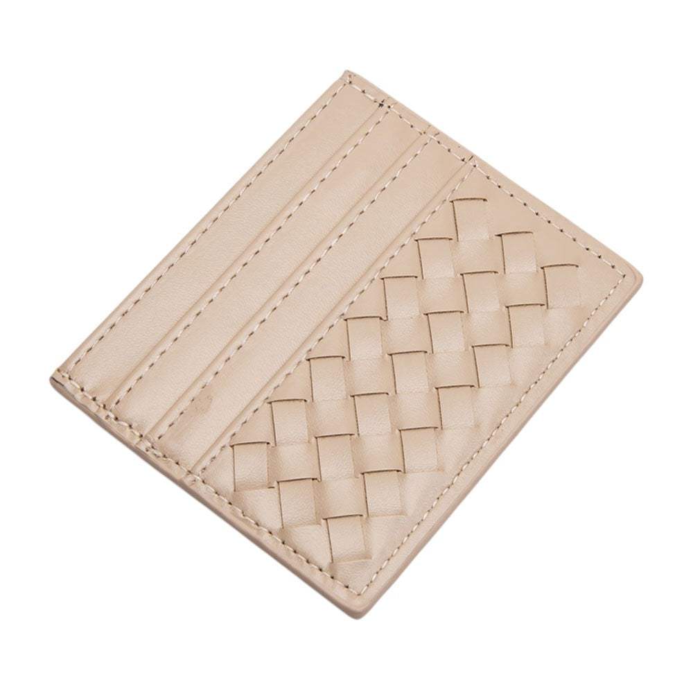 Faux Leather Basket Weave Card Holder Wallet - Madeline Love - Flyclothing LLC