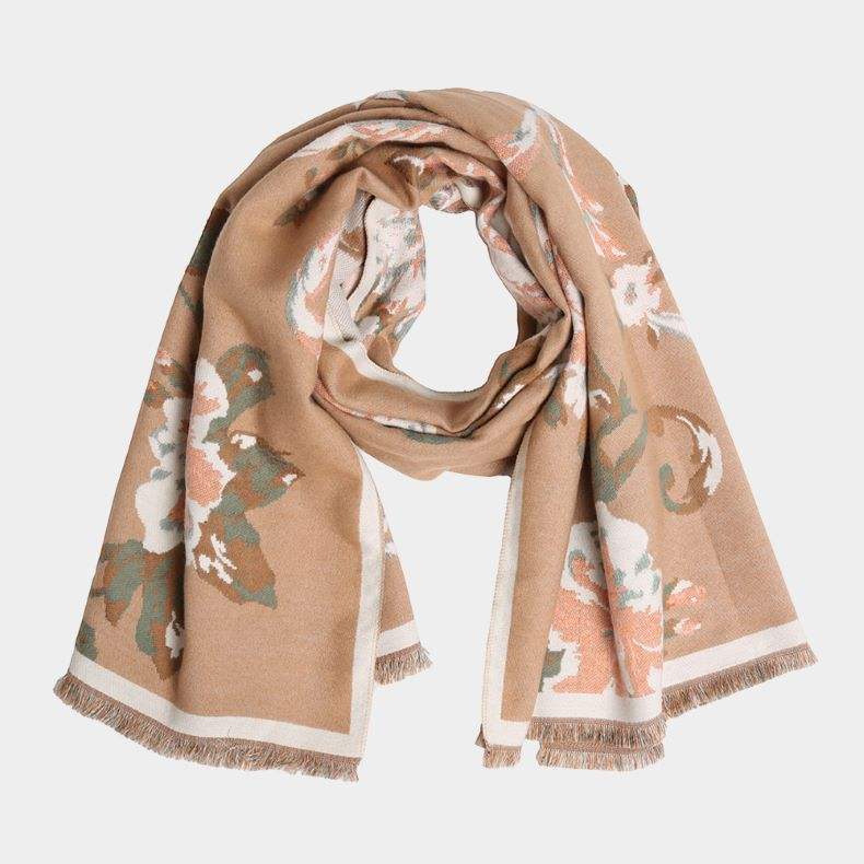 Floral Pattern Fringe Oblong Scarf - Madeline Love - Flyclothing LLC
