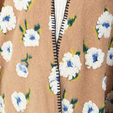 Floral Pattern Wool Blended Winter Kimono Poncho - Madeline Love - Flyclothing LLC